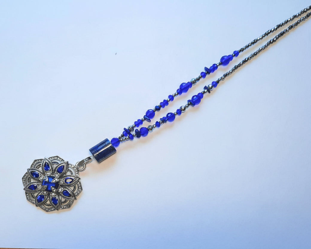 Silver Blue Flower Necklace My store