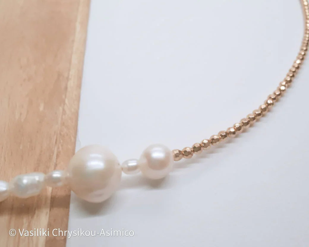 Golden pearl necklace My store