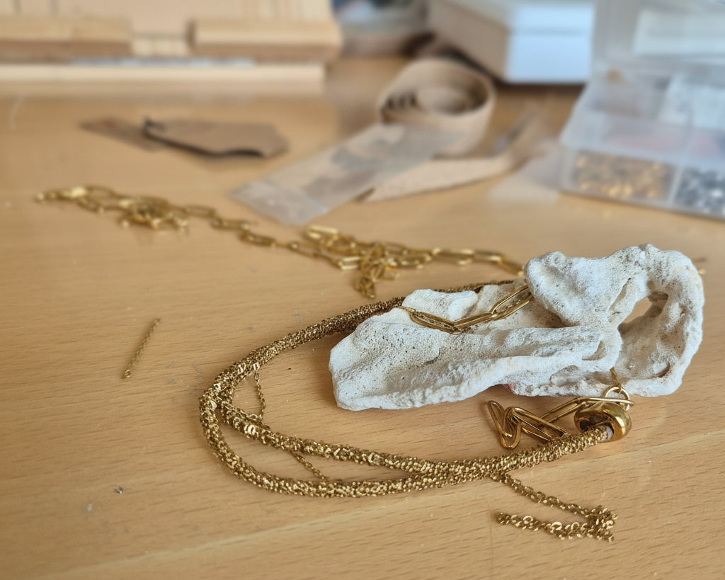 Coral Gold Chain Necklace