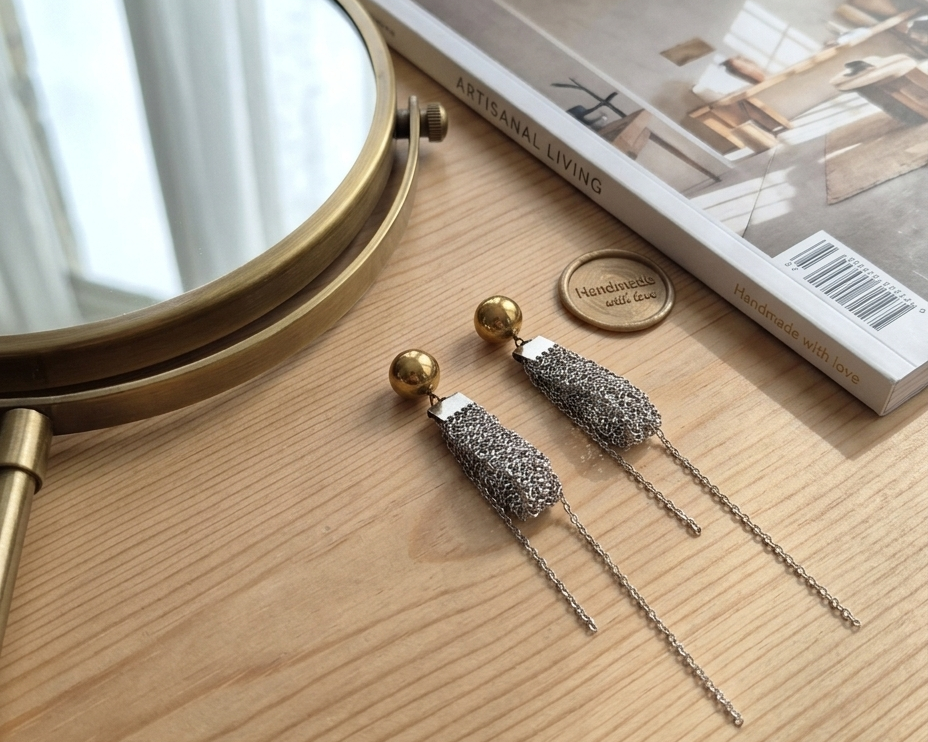 Gold Silver Chain Earring