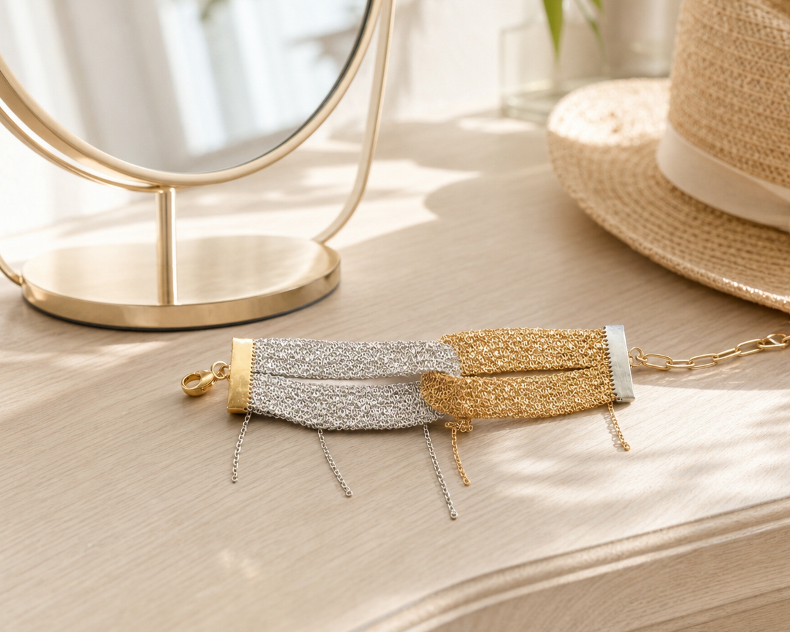 Wave Chain Bracelet - Asimico Handmade Jewellery & Creative Studio