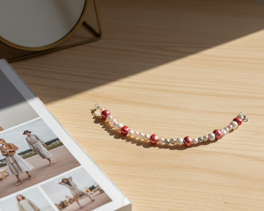 Red and Gray Pearl Bracelet - Asimico Handmade Jewellery & Creative Studio