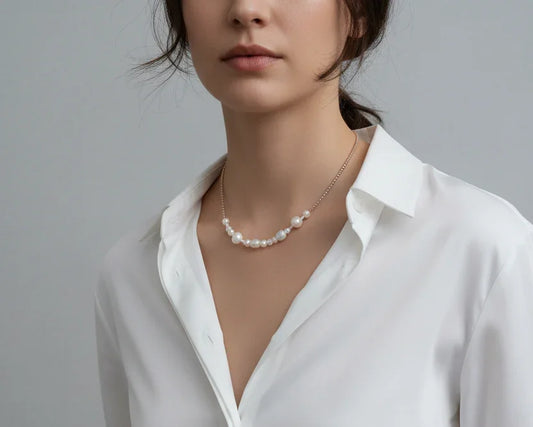 Golden pearl necklace My store