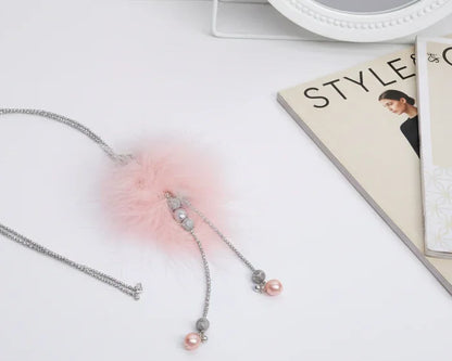 Pink fur necklace - Asimico Handmade Jewellery & Creative Studio