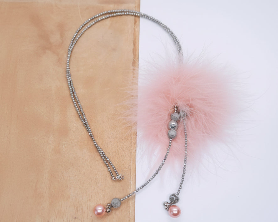 Pink fur necklace - Asimico Handmade Jewellery & Creative Studio