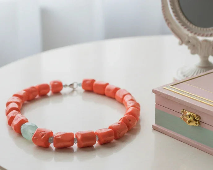 Coral topaz necklace My store