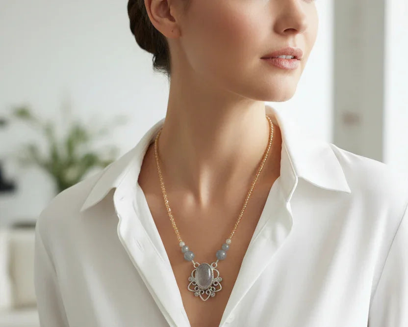 Smoky quarz necklace - Asimico Handmade Jewellery & Creative Studio