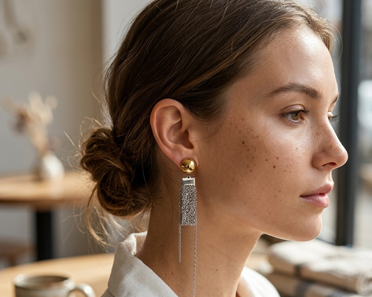 Gold Silver Chain Earring