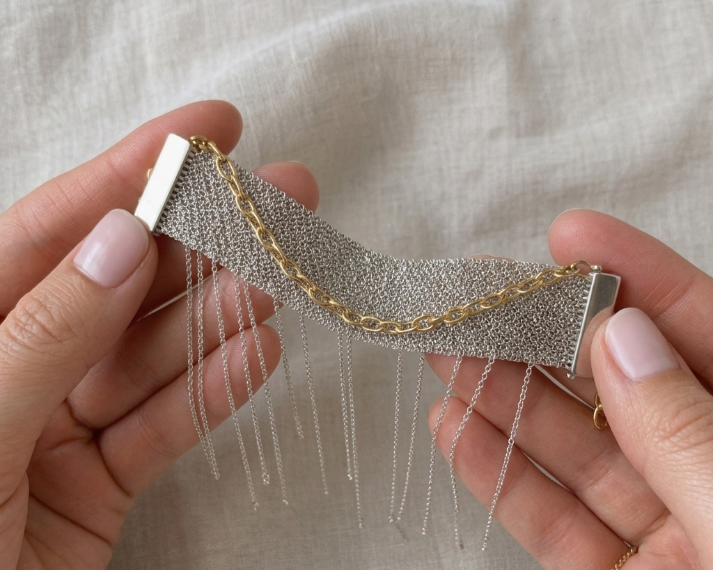Gold Chain in the Middle Bracelet - Asimico Handmade Jewellery & Creative Studio