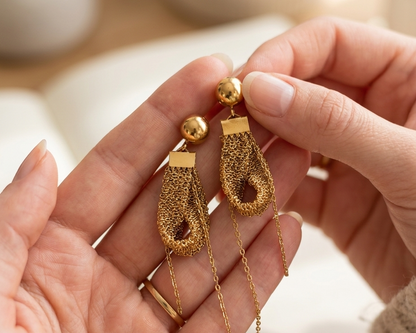 Gold Wave Chain Earring