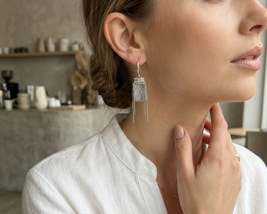 Silver Chain Earring