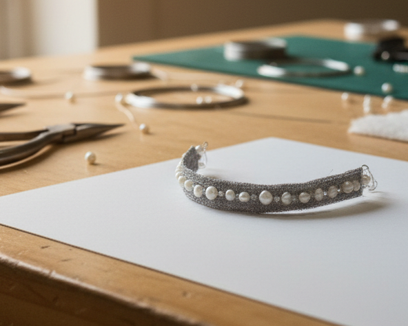 Embroidered Silver Bracelet Asimico