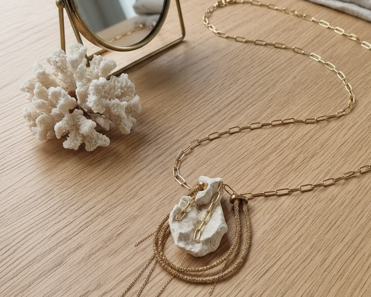 Coral Gold Chain Necklace