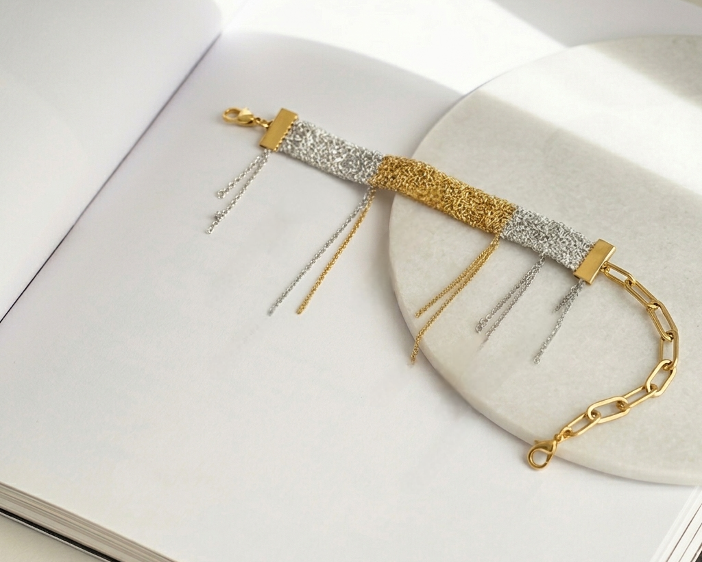 Gold in the Middle Chain Bracelet - Asimico Handmade Jewellery & Creative Studio
