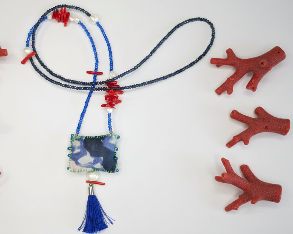 Coral Blue Lucky Charm Necklace