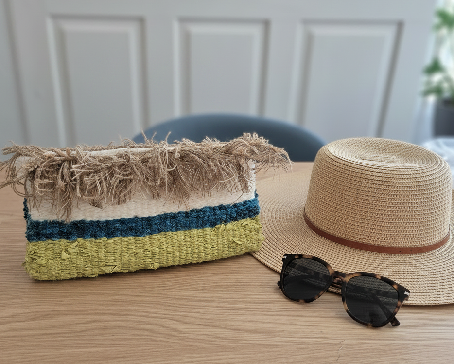 Handmade Lime Woven Bag - Asimico Handmade Jewellery & Creative Studio