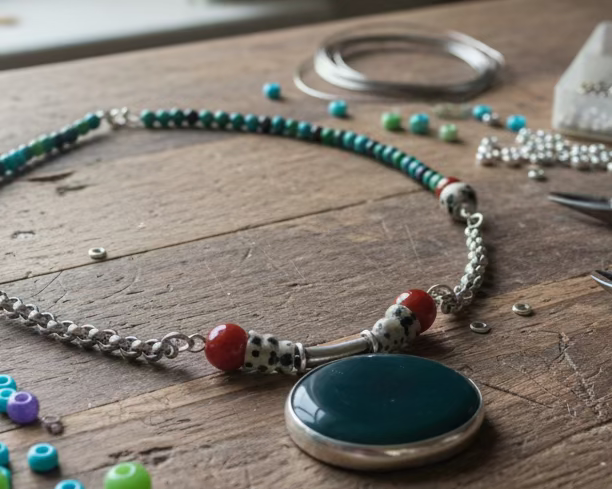 Vintage Green Chalcedony Pendant Necklace Asimico Handmade Jewellery & Creative Studio