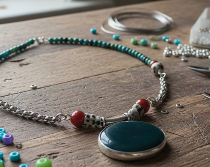 Vintage Green Chalcedony Pendant Necklace Asimico Handmade Jewellery & Creative Studio