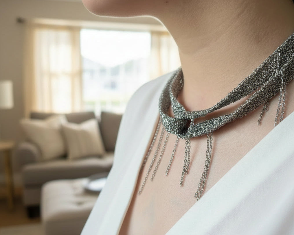 Knot Silver Chain Necklace - Asimico Handmade Jewellery & Creative Studio