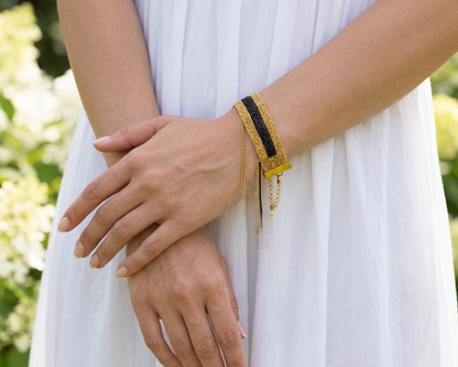 Black Geometric Chain Bracelet - Asimico Handmade Jewellery & Creative Studio