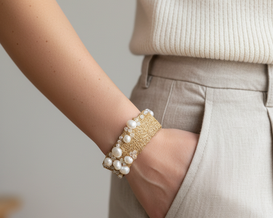 Embroidered gold bracelet Asimico