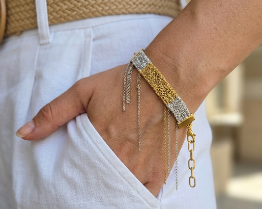 Gold in the Middle Chain Bracelet - Asimico Handmade Jewellery & Creative Studio