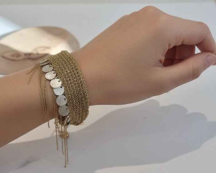 Woven Gold Silver Chain Bracelet