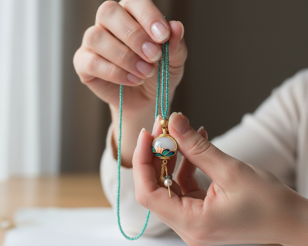 Lotus Enamel Necklace - Asimico Handmade Jewellery & Creative Studio
