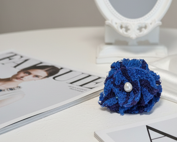 Embroidered Blue Handmade Brooches – Unique Handmade Accessories - Asimico Handmade Jewellery & Creative Studio