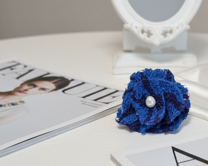 Embroidered Blue Handmade Brooches – Unique Handmade Accessories - Asimico Handmade Jewellery & Creative Studio