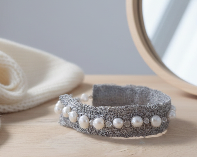 Embroidered Silver Bracelet Asimico