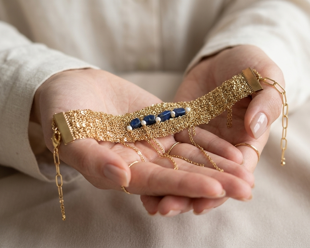 Lapislazuli Chain Bracelet - Asimico Handmade Jewellery & Creative Studio