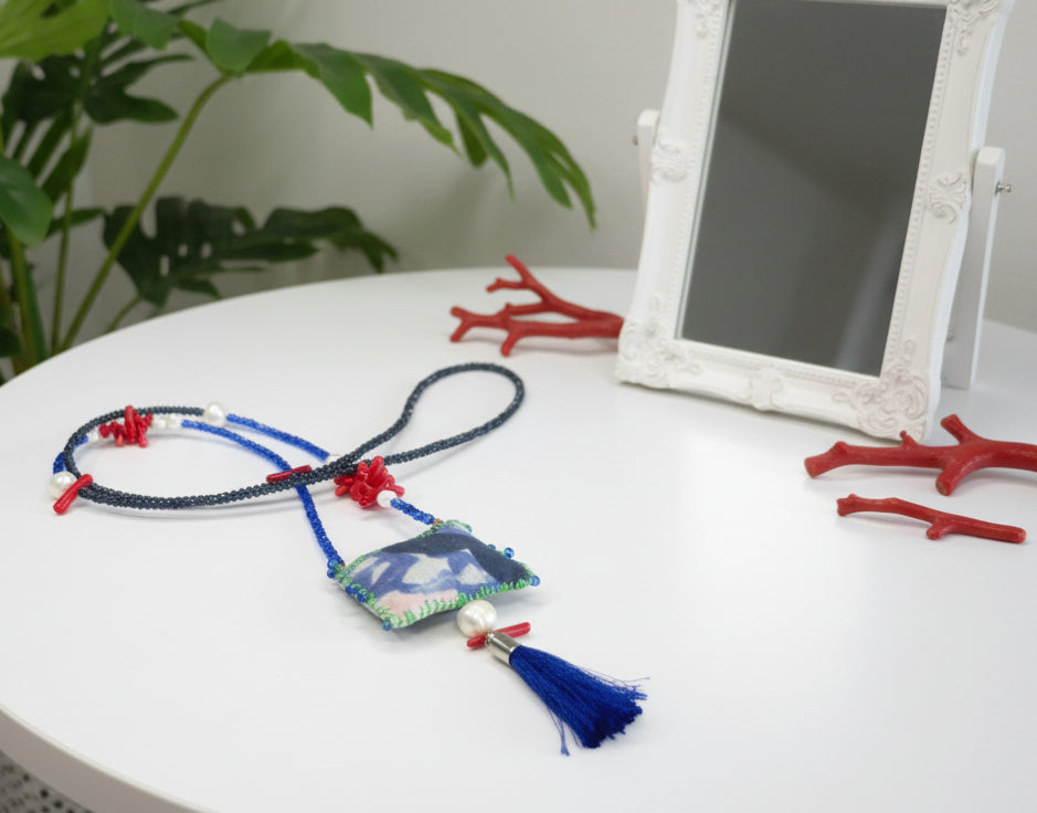 Coral Blue Lucky Charm Necklace