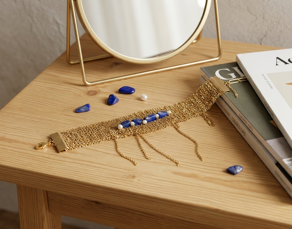Lapislazuli Chain Bracelet - Asimico Handmade Jewellery & Creative Studio