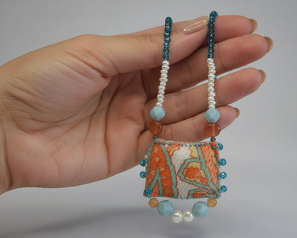 Vintage Fabric Necklace - Asimico Handmade Jewellery & Creative Studio