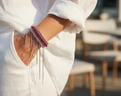 Woven Red Chain Bracelet for Stylish Elegance - Asimico Handmade Jewellery & Creative Studio
