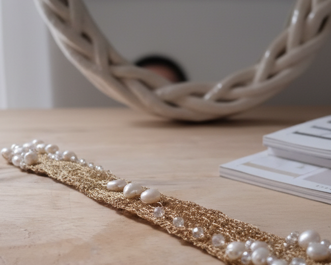 Embroidered gold bracelet Asimico