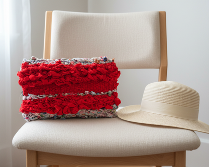 Handmade Red Woven Bag Clutch - Asimico Handmade Jewellery & Creative Studio