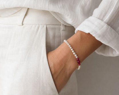 Pearl Red Jade Bracelet - Asimico Handmade Jewellery & Creative Studio
