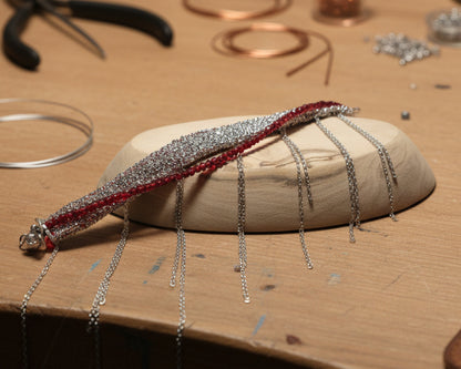 Woven Red Chain Bracelet for Stylish Elegance - Asimico Handmade Jewellery & Creative Studio