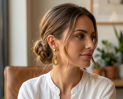 Gold Wave Chain Earring