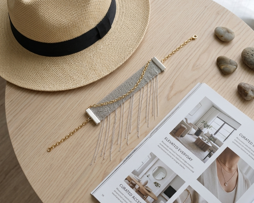 Gold Chain in the Middle Bracelet - Asimico Handmade Jewellery & Creative Studio