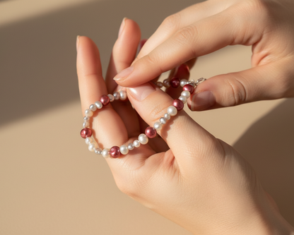 Red and Gray Pearl Bracelet - Asimico Handmade Jewellery & Creative Studio